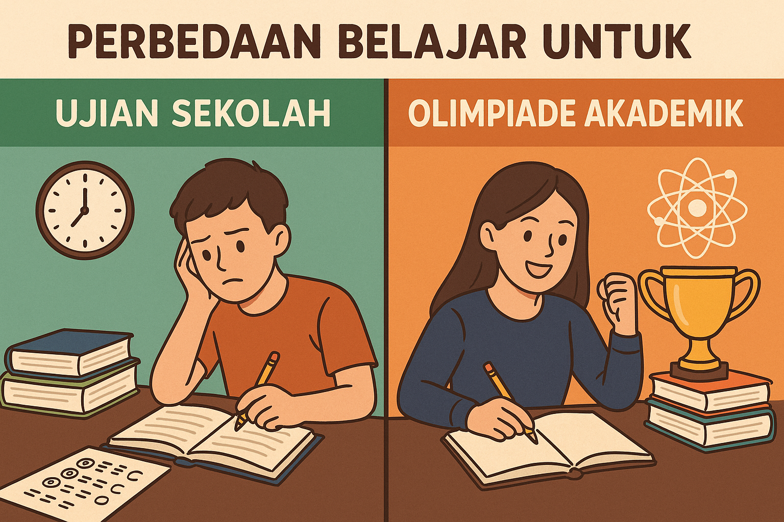 Perbadaan belajar ujian dan olimpiade