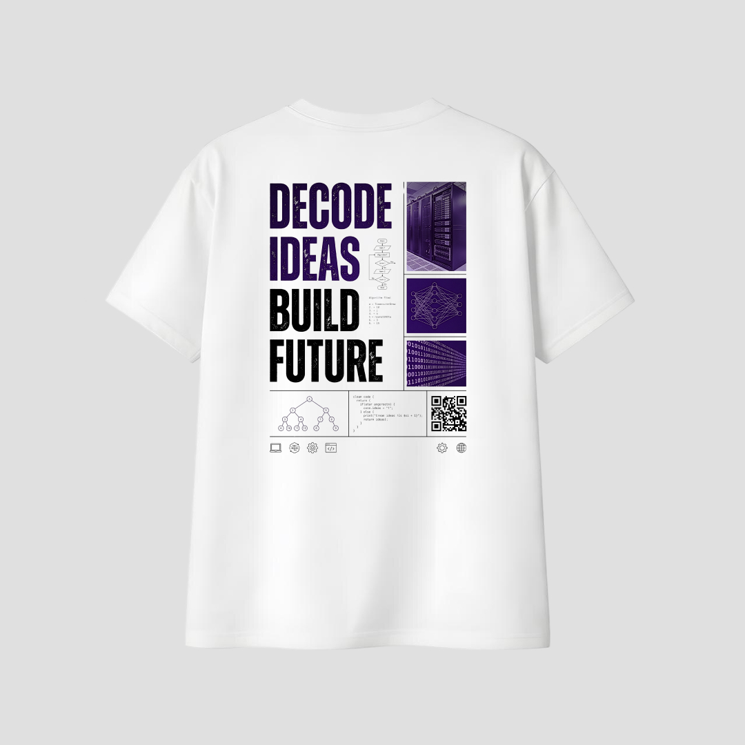 Kaos Distro D-A12 Simple Decode Idea Build Future Premium Cotton Combed Kaos Pria Wanita Unisex — foto 1