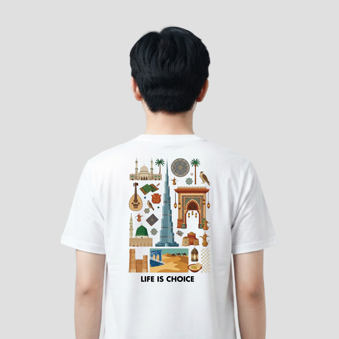Kaos Distro D-A20 Art Muslim Building Premium Cotton Combed Kaos Islami Pria Wanita Premium — foto 2
