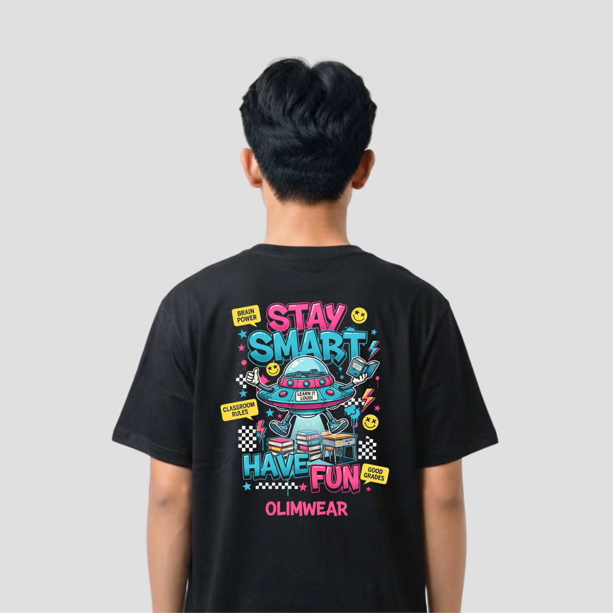 Kaos Distro D-A22 Stay Smart Premium Cotton Combed Kaos Mahasiswa Pria Wanita Unisex — foto 2