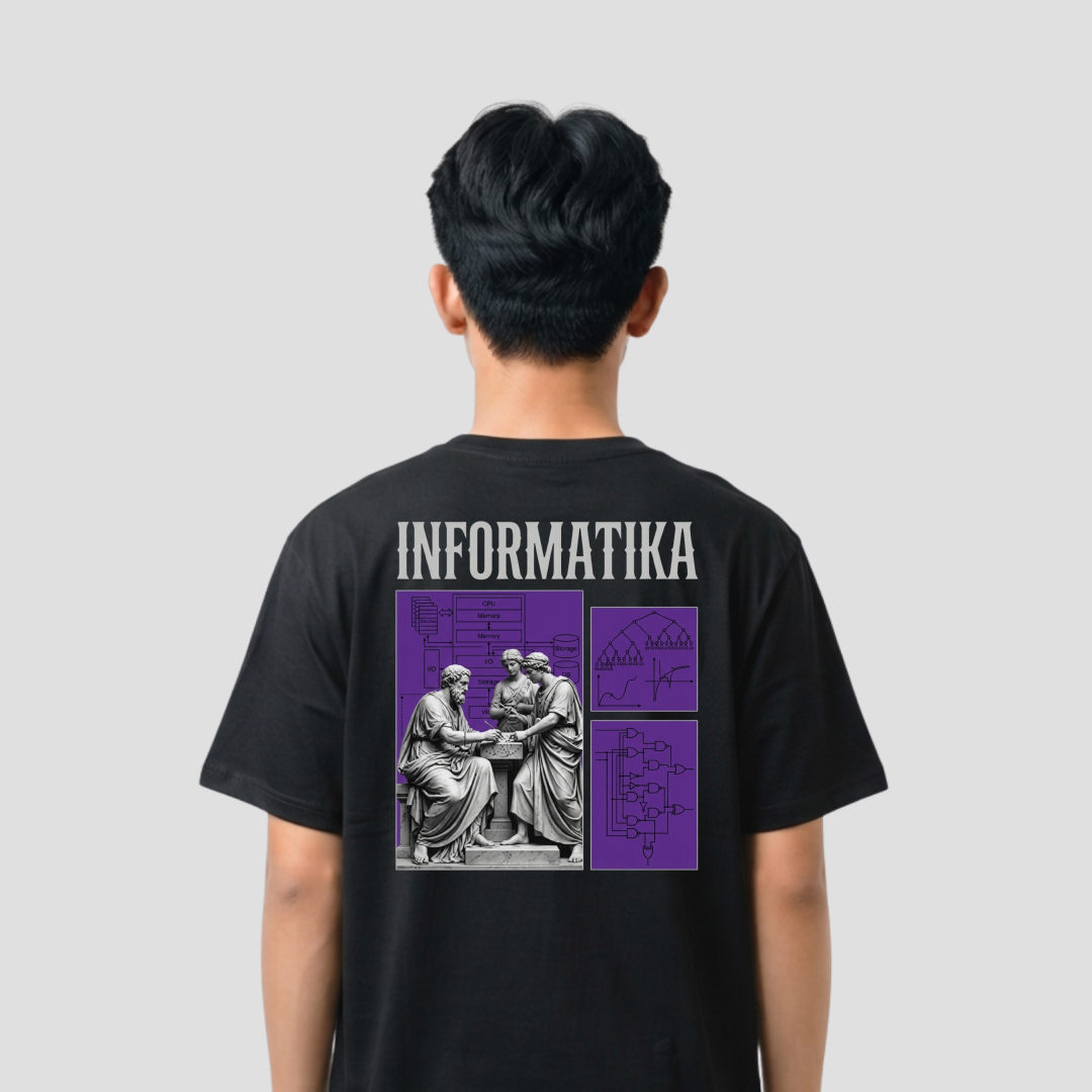 Kaos Distro D-A15 Teknik Informatika Premium Cotton Combed Kaos Mahasiswa Pria Wanita Unisex — foto 2