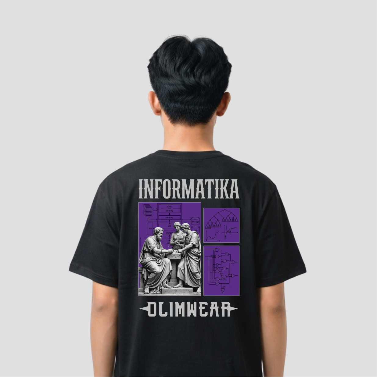 Kaos Distro D-A15 Teknik Informatika Premium Cotton Combed Kaos Mahasiswa Pria Wanita Unisex — foto 2