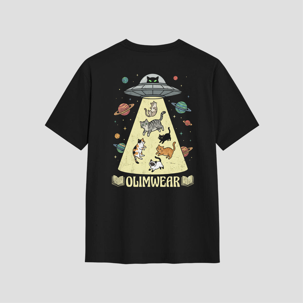 Kaos Distro D-A20 Space Cat Premium Cotton Combed Kaos Mahasiswa Pria Wanita Unisex