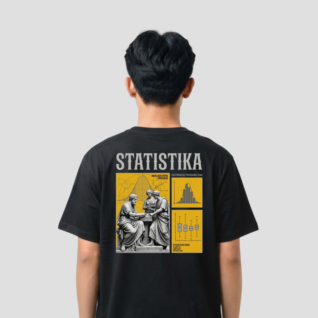 Kaos Distro D-A14 Statistika Premium Cotton Combed Kaos Mahasiswa Pria Wanita Unisex — foto 2