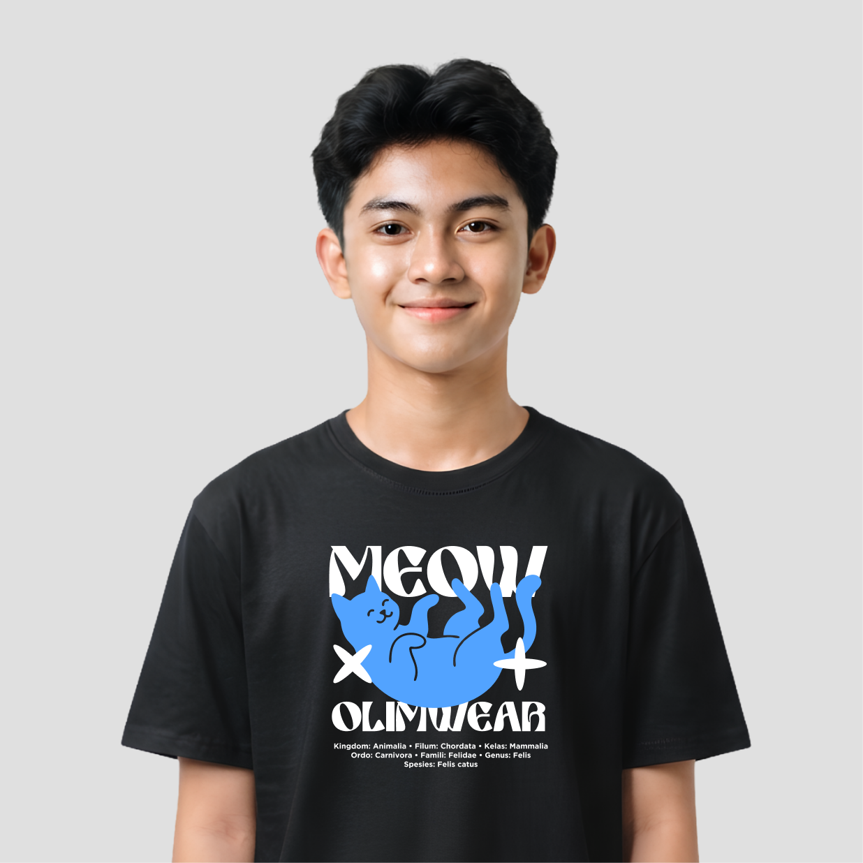 Kaos Distro D-A29 MEOW Premium Cotton Combed Kaos Pria Wanita Unisex — foto 2