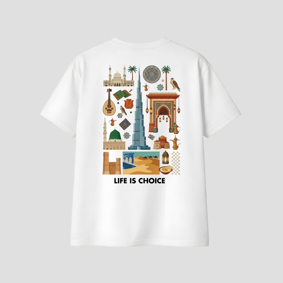 Kaos Distro D-A20 Art Muslim Building Premium Cotton Combed Kaos Islami Pria Wanita Premium — foto 1