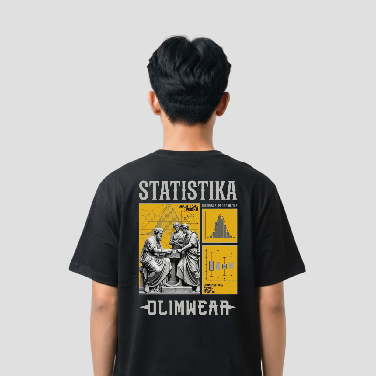 Kaos Distro D-A14 Statistika Premium Cotton Combed Kaos Mahasiswa Pria Wanita Unisex — foto 2