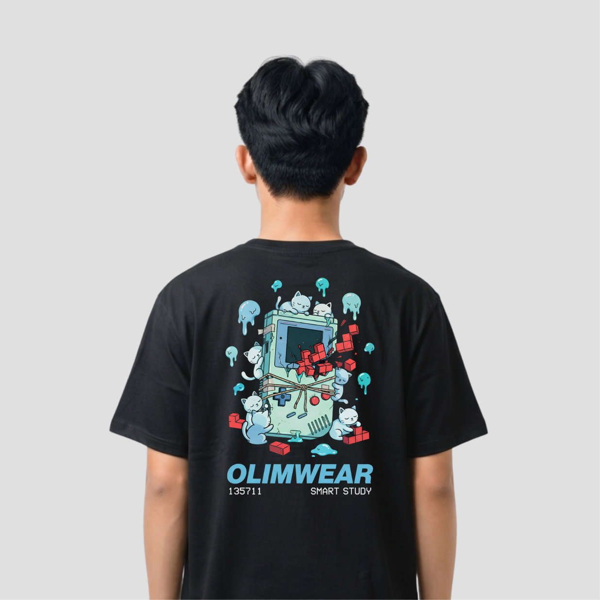 Kaos Distro D-A24 Gaming Cat Premium Cotton Combed Kaos Mahasiswa Pria Wanita Unisex — foto 2